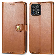 Leather Case Stands Flip Cover Holder S05D for Huawei Honor X30i Brown