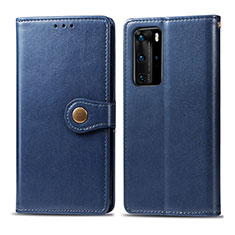 Leather Case Stands Flip Cover Holder S05D for Huawei P40 Pro Blue