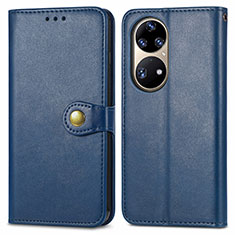 Leather Case Stands Flip Cover Holder S05D for Huawei P50 Blue