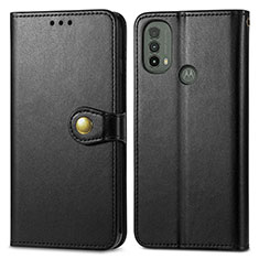 Leather Case Stands Flip Cover Holder S05D for Motorola Moto E20 Black