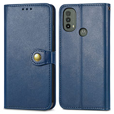Leather Case Stands Flip Cover Holder S05D for Motorola Moto E20 Blue