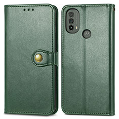 Leather Case Stands Flip Cover Holder S05D for Motorola Moto E30 Green