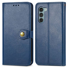 Leather Case Stands Flip Cover Holder S05D for Motorola Moto Edge S30 5G Blue