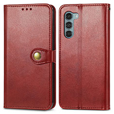 Leather Case Stands Flip Cover Holder S05D for Motorola Moto Edge S30 5G Red