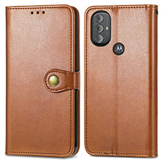 Leather Case Stands Flip Cover Holder S05D for Motorola Moto G Play (2023) Brown