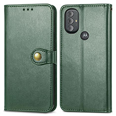 Leather Case Stands Flip Cover Holder S05D for Motorola Moto G Play (2023) Green