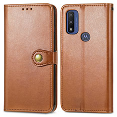 Leather Case Stands Flip Cover Holder S05D for Motorola Moto G Pure Brown