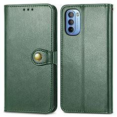 Leather Case Stands Flip Cover Holder S05D for Motorola Moto G31 Green