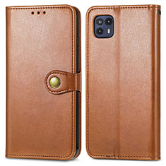 Leather Case Stands Flip Cover Holder S05D for Motorola Moto G50 5G Brown