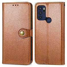 Leather Case Stands Flip Cover Holder S05D for Motorola Moto G60s Brown
