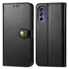 Leather Case Stands Flip Cover Holder S05D for Motorola Moto G62 5G Black