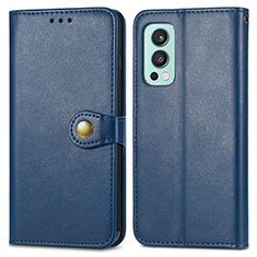 Leather Case Stands Flip Cover Holder S05D for OnePlus Nord 2 5G Blue