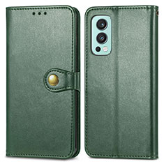 Leather Case Stands Flip Cover Holder S05D for OnePlus Nord 2 5G Green