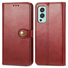 Leather Case Stands Flip Cover Holder S05D for OnePlus Nord 2 5G Red