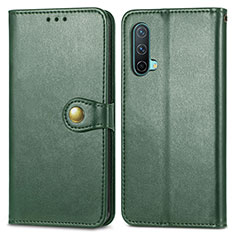 Leather Case Stands Flip Cover Holder S05D for OnePlus Nord CE 5G Green