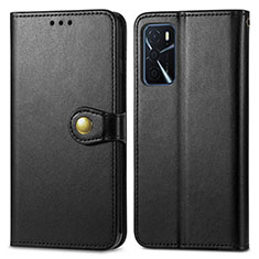 Leather Case Stands Flip Cover Holder S05D for Oppo A16s Black