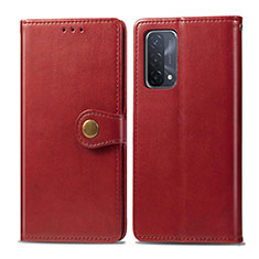 Leather Case Stands Flip Cover Holder S05D for Oppo A54 5G Red