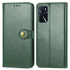 Leather Case Stands Flip Cover Holder S05D for Oppo A54s Green