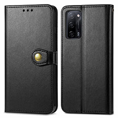 Leather Case Stands Flip Cover Holder S05D for Oppo A55 5G Black
