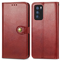 Leather Case Stands Flip Cover Holder S05D for Oppo Reno6 Pro 5G India Red