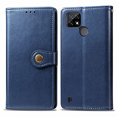 Leather Case Stands Flip Cover Holder S05D for Realme C21 Blue