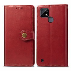 Leather Case Stands Flip Cover Holder S05D for Realme C25Y India Red