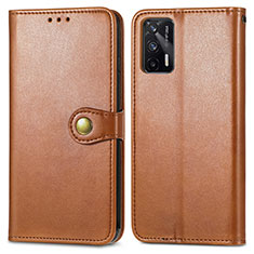 Leather Case Stands Flip Cover Holder S05D for Realme GT 5G Brown