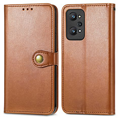 Leather Case Stands Flip Cover Holder S05D for Realme GT Neo 3T 5G Brown