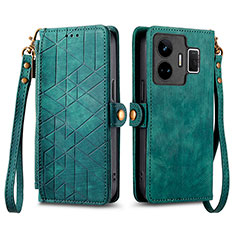 Leather Case Stands Flip Cover Holder S05D for Realme GT Neo6 5G Green