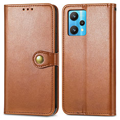 Leather Case Stands Flip Cover Holder S05D for Realme Q5 5G Brown