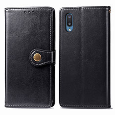 Leather Case Stands Flip Cover Holder S05D for Samsung Galaxy A02 Black