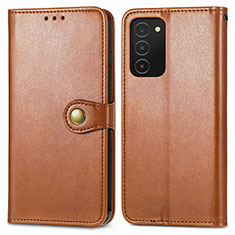 Leather Case Stands Flip Cover Holder S05D for Samsung Galaxy A02s Brown