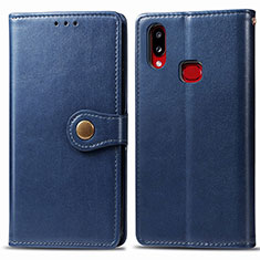 Leather Case Stands Flip Cover Holder S05D for Samsung Galaxy A10s Blue