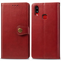 Leather Case Stands Flip Cover Holder S05D for Samsung Galaxy A10s Red