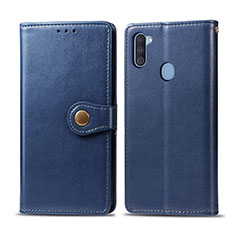 Leather Case Stands Flip Cover Holder S05D for Samsung Galaxy A11 Blue