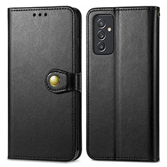 Leather Case Stands Flip Cover Holder S05D for Samsung Galaxy A15 LTE Black