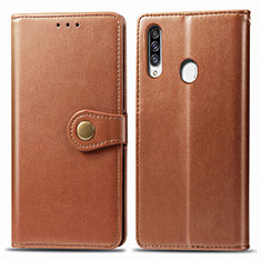 Leather Case Stands Flip Cover Holder S05D for Samsung Galaxy A20s Brown