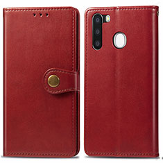 Leather Case Stands Flip Cover Holder S05D for Samsung Galaxy A21 European Red