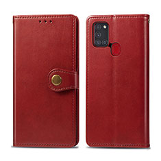 Leather Case Stands Flip Cover Holder S05D for Samsung Galaxy A21s Red