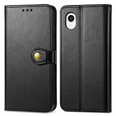 Leather Case Stands Flip Cover Holder S05D for Samsung Galaxy A22 5G SC-56B Black