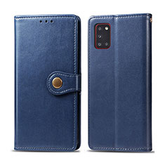 Leather Case Stands Flip Cover Holder S05D for Samsung Galaxy A31 Blue