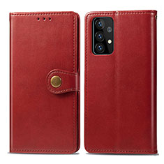 Leather Case Stands Flip Cover Holder S05D for Samsung Galaxy A52 4G Red