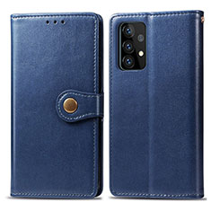 Leather Case Stands Flip Cover Holder S05D for Samsung Galaxy A52s 5G Blue