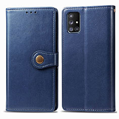 Leather Case Stands Flip Cover Holder S05D for Samsung Galaxy A71 5G Blue