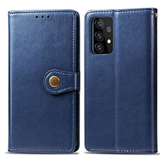 Leather Case Stands Flip Cover Holder S05D for Samsung Galaxy A72 4G Blue