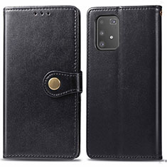 Leather Case Stands Flip Cover Holder S05D for Samsung Galaxy A91 Black