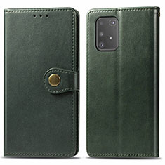 Leather Case Stands Flip Cover Holder S05D for Samsung Galaxy A91 Green