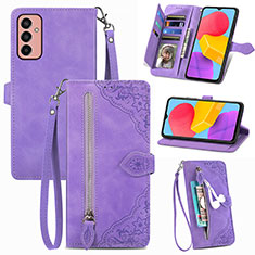 Leather Case Stands Flip Cover Holder S05D for Samsung Galaxy F13 4G Purple