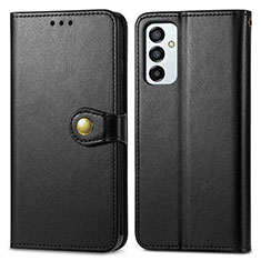 Leather Case Stands Flip Cover Holder S05D for Samsung Galaxy F23 5G Black