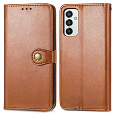 Leather Case Stands Flip Cover Holder S05D for Samsung Galaxy F23 5G Brown